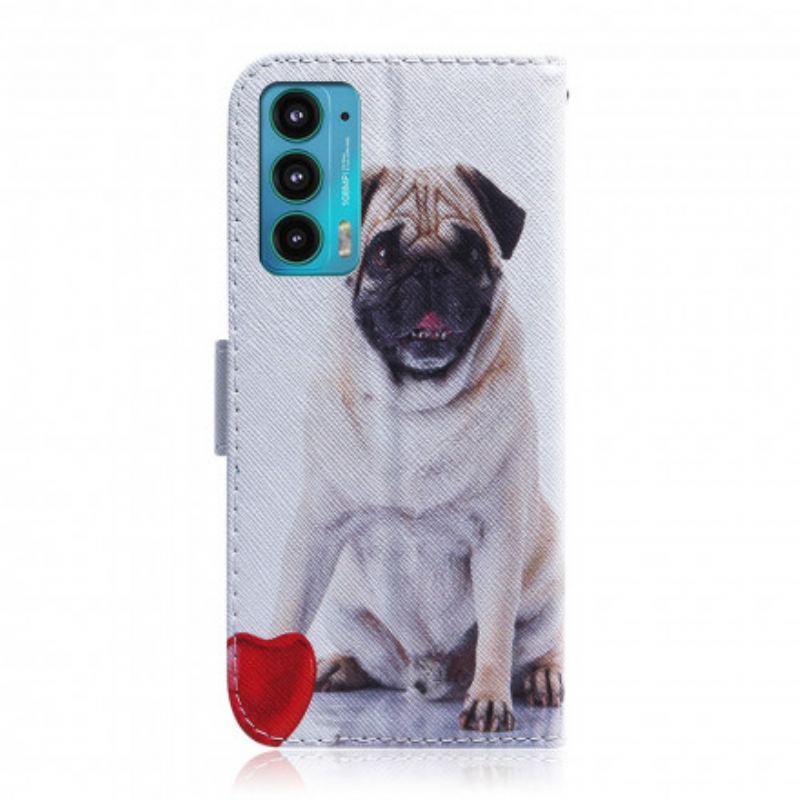 Capa Flip Para Motorola Edge 20 Cachorro Pug