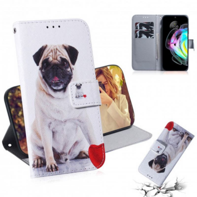 Capa Flip Para Motorola Edge 20 Cachorro Pug