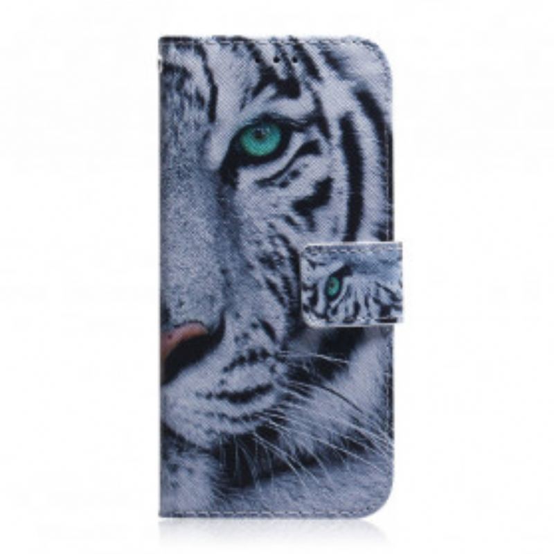 Capa Flip Para Motorola Edge 20 Cara De Tigre