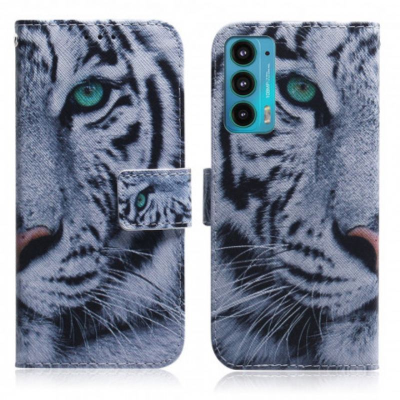 Capa Flip Para Motorola Edge 20 Cara De Tigre