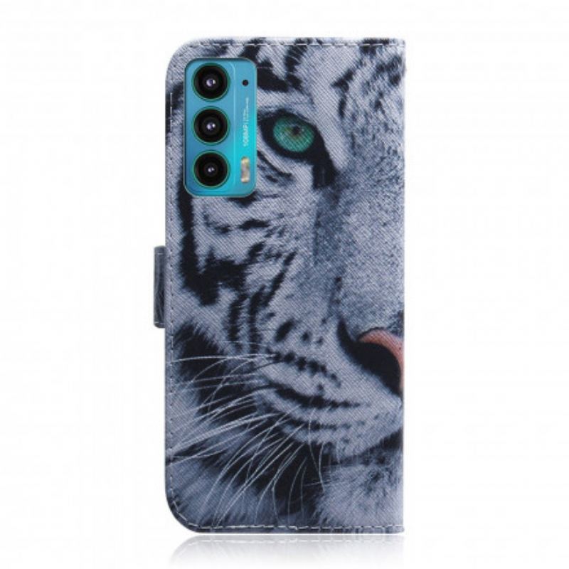 Capa Flip Para Motorola Edge 20 Cara De Tigre