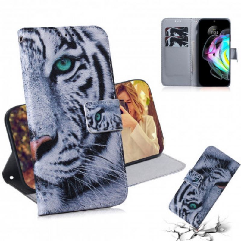 Capa Flip Para Motorola Edge 20 Cara De Tigre