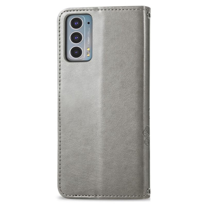 Capa Flip Para Motorola Edge 20 Trevo-de-quatro-folhas