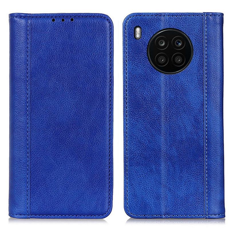 Capa De Celular Para Huawei Nova 8i Flip Couro Litchi Elegance Dividido