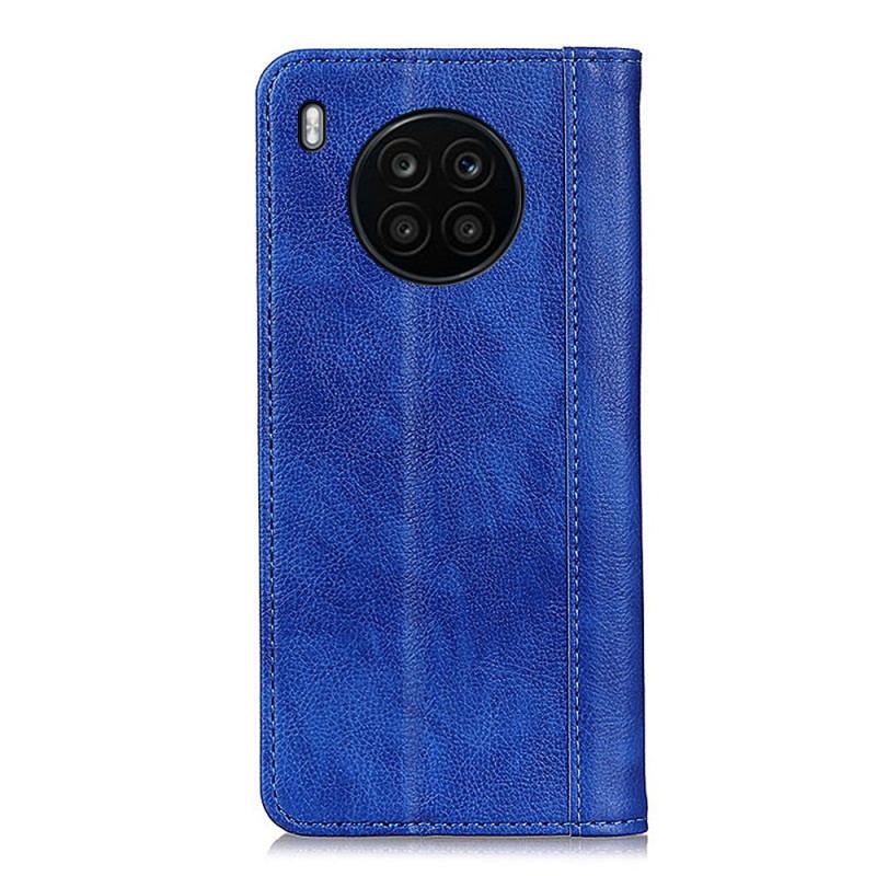 Capa De Celular Para Huawei Nova 8i Flip Couro Litchi Elegance Dividido