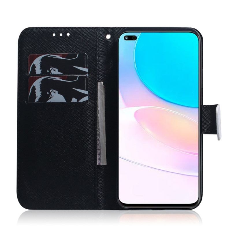 Capa De Couro Para Huawei Nova 8i Cara De Panda