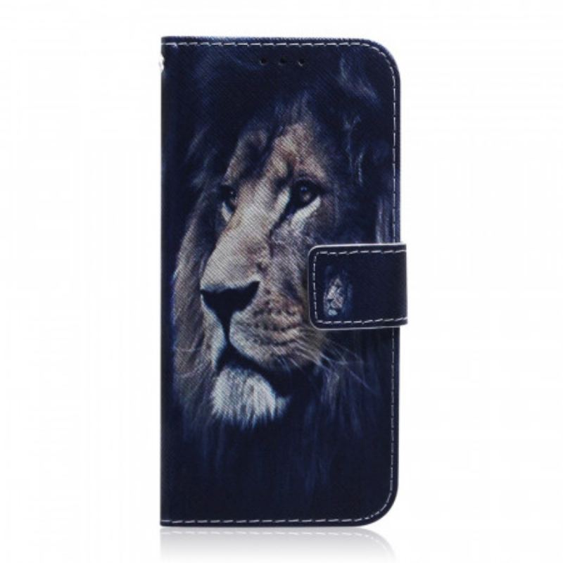 Capa De Couro Para Huawei Nova 8i Leão Sonhador