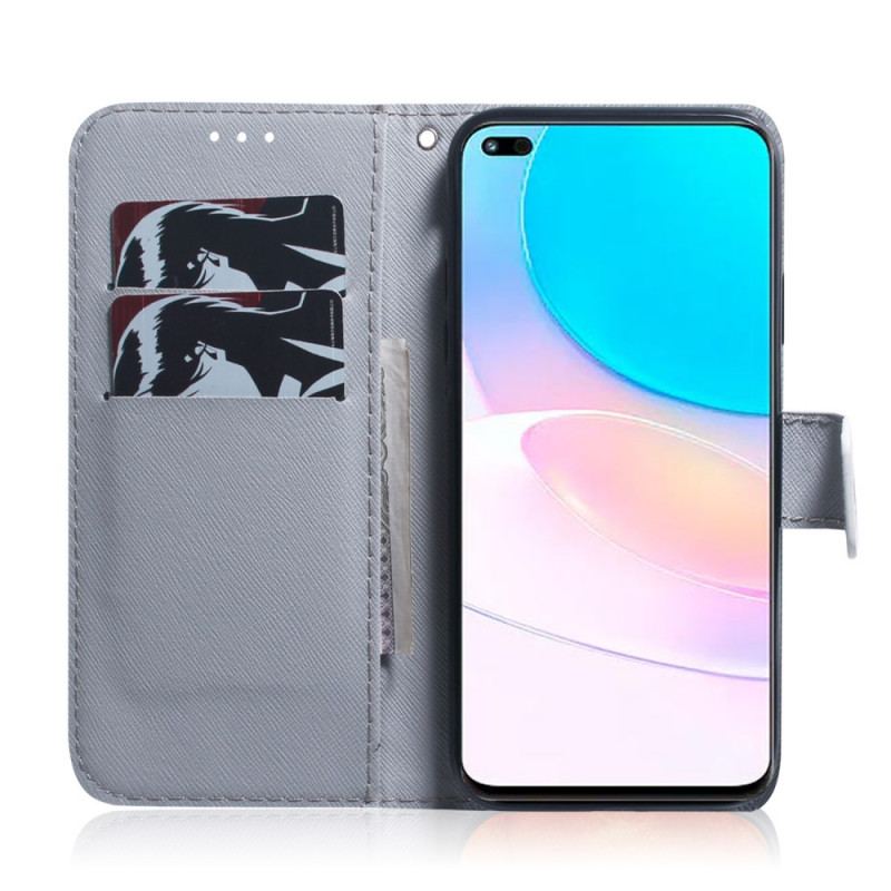 Capa De Couro Para Huawei Nova 8i Leão Sonhador