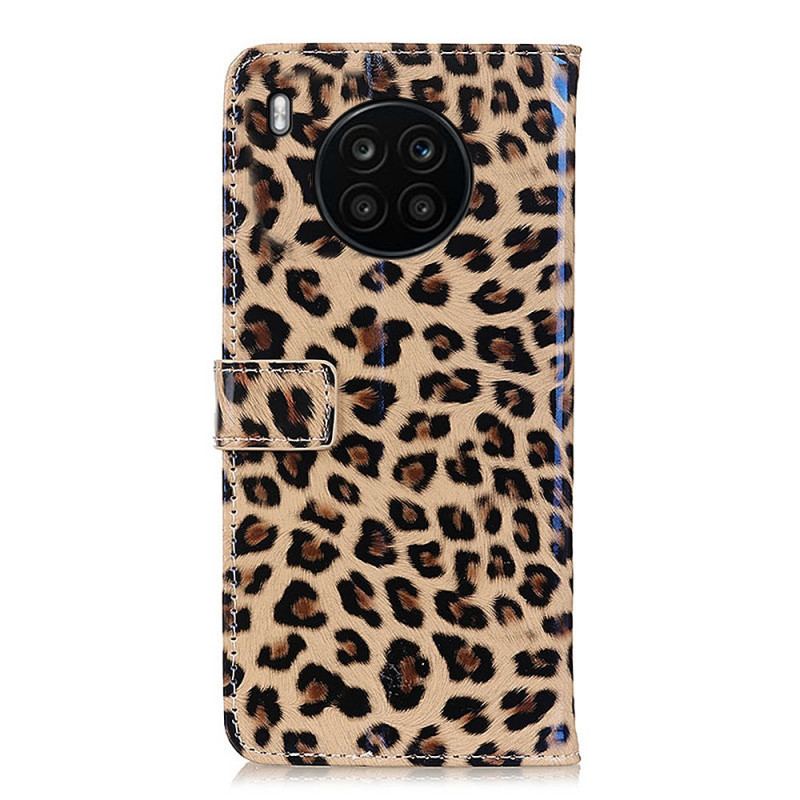 Capa De Couro Para Huawei Nova 8i Leopardo Simples