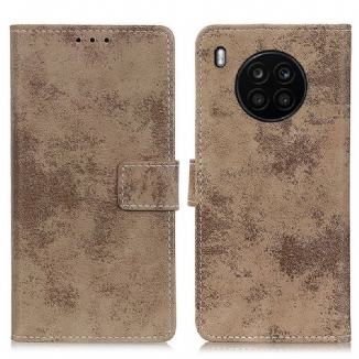 Capa Em Pele Para Huawei Nova 8i Efeito Couro Vintage