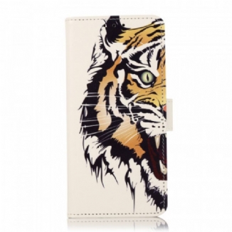 Capa Em Pele Para Huawei Nova 8i Tigre Feroz