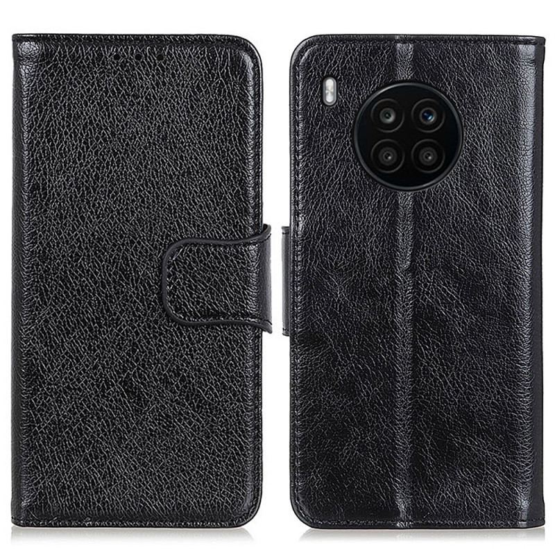 Capa Flip Para Huawei Nova 8i Couro Napa Rachado