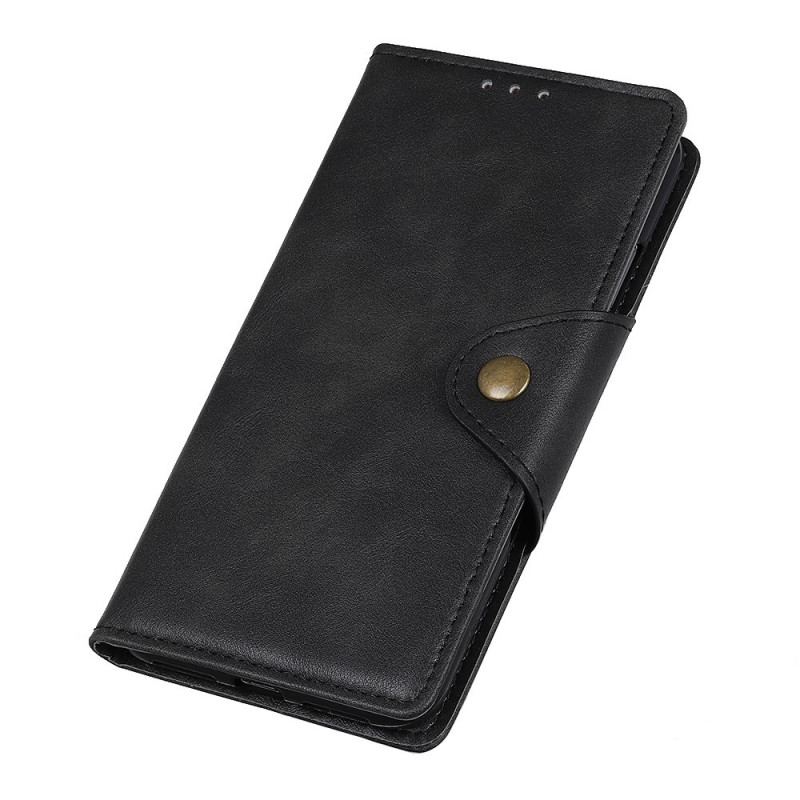 Capa Flip Para Huawei Nova 8i Couro Sintético Vintage E Botão