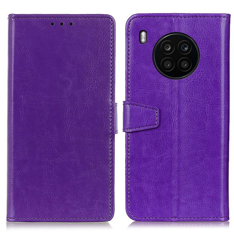 Capa Flip Para Huawei Nova 8i Efeito Couro Brilhante Simples