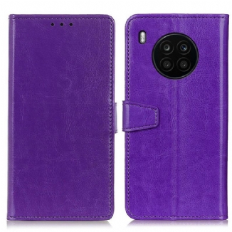 Capa Flip Para Huawei Nova 8i Efeito Couro Brilhante Simples