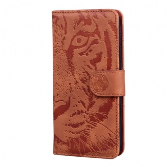 Capa Flip Para Huawei Nova 8i Estampa Cara De Tigre