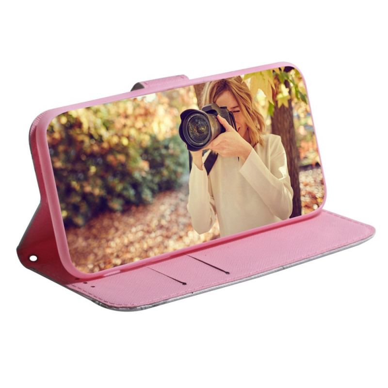 Capa Flip Para Huawei Nova 8i Flor Rosa Empoeirado