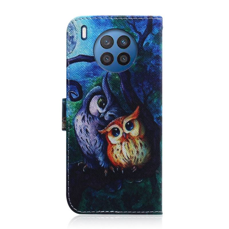 Capa Flip Para Huawei Nova 8i Pintura De Corujas