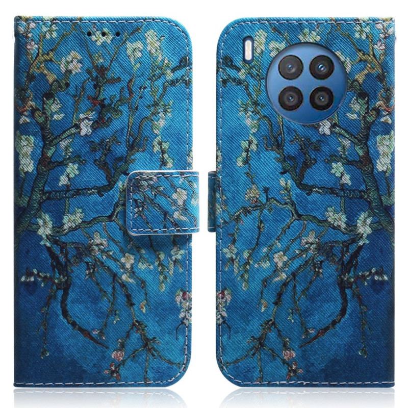 Capa Flip Para Huawei Nova 8i Ramo De Árvore Florido