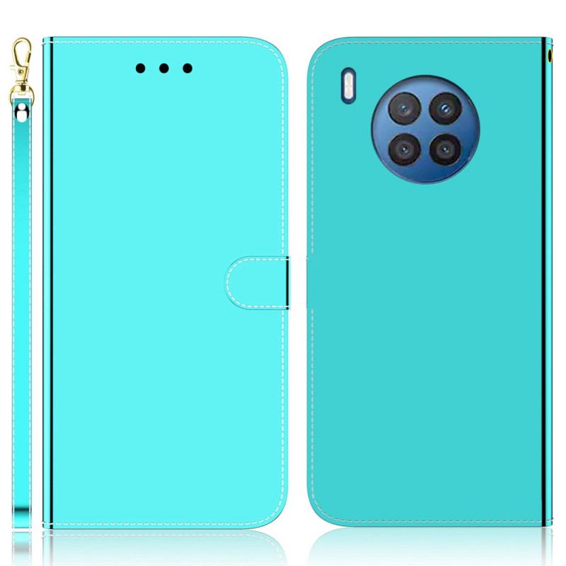 Capa Folio Para Huawei Nova 8i Capa De Espelho De Couro Sintético