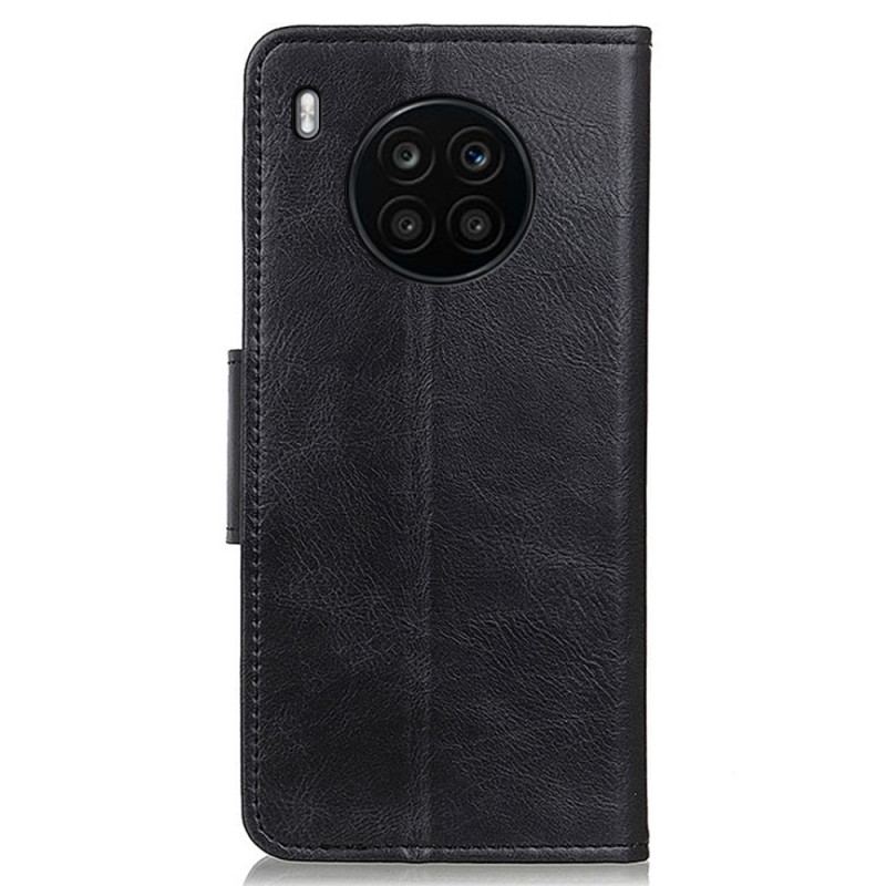 Capa Folio Para Huawei Nova 8i Fecho Reversível Efeito Couro