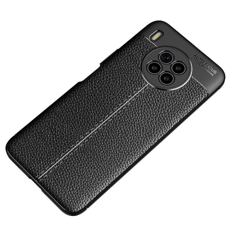 Capa Para Huawei Nova 8i Linha Dupla Efeito Couro Litchi