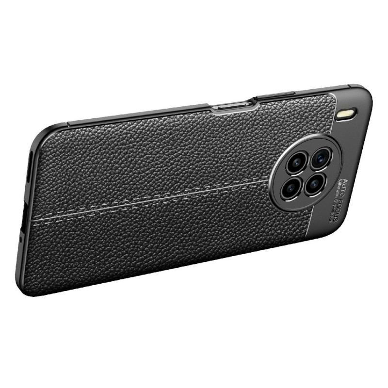 Capa Para Huawei Nova 8i Linha Dupla Efeito Couro Litchi