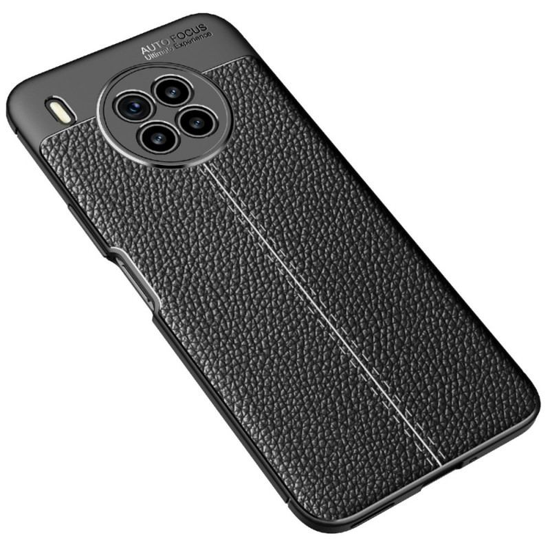 Capa Para Huawei Nova 8i Linha Dupla Efeito Couro Litchi