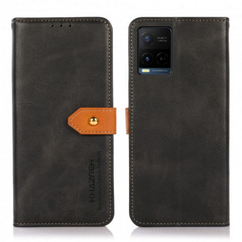 Capa Flip Para Vivo Y21s Fecho Dourado Bicolor Khazneh