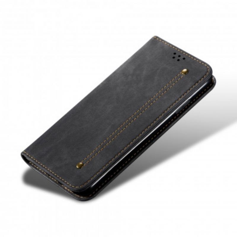 Capa De Celular Para Vivo Y70 Flip Tecido Jeans