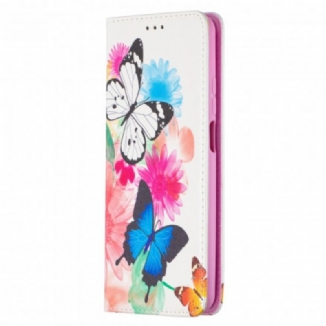 Capa De Celular Para Xiaomi Redmi Note 9 Pro 5G Flip Borboletas Coloridas