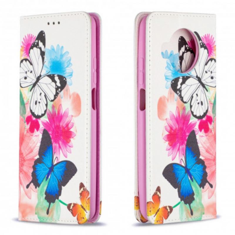 Capa De Celular Para Xiaomi Redmi Note 9 Pro 5G Flip Borboletas Coloridas