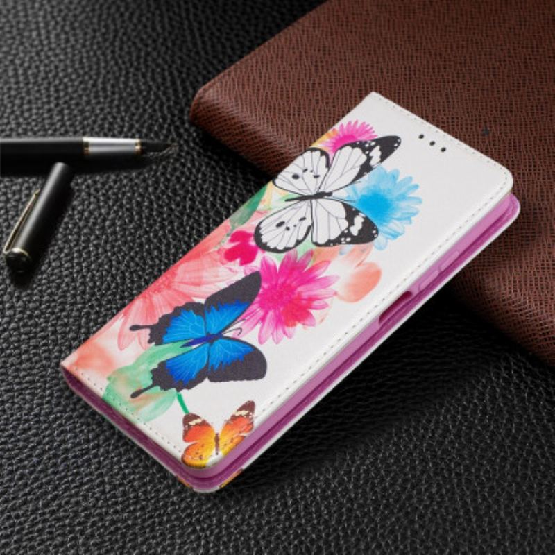 Capa De Celular Para Xiaomi Redmi Note 9 Pro 5G Flip Borboletas Coloridas