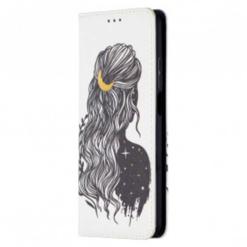 Capa De Celular Para Xiaomi Redmi Note 9 Pro 5G Flip Cabelo Bonito