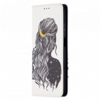 Capa De Celular Para Xiaomi Redmi Note 9 Pro 5G Flip Cabelo Bonito