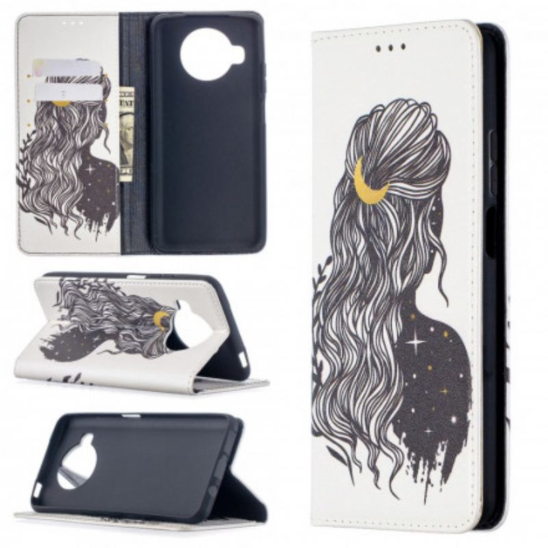 Capa De Celular Para Xiaomi Redmi Note 9 Pro 5G Flip Cabelo Bonito