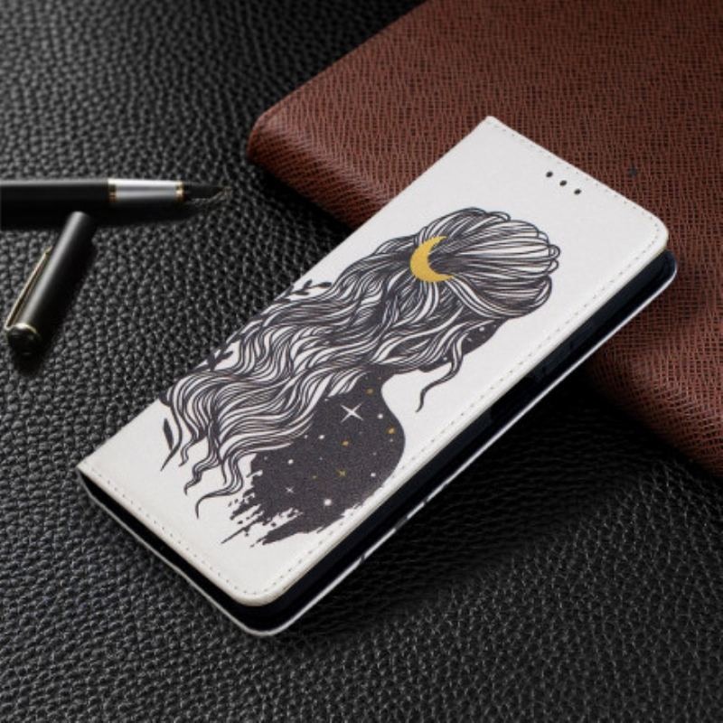 Capa De Celular Para Xiaomi Redmi Note 9 Pro 5G Flip Cabelo Bonito