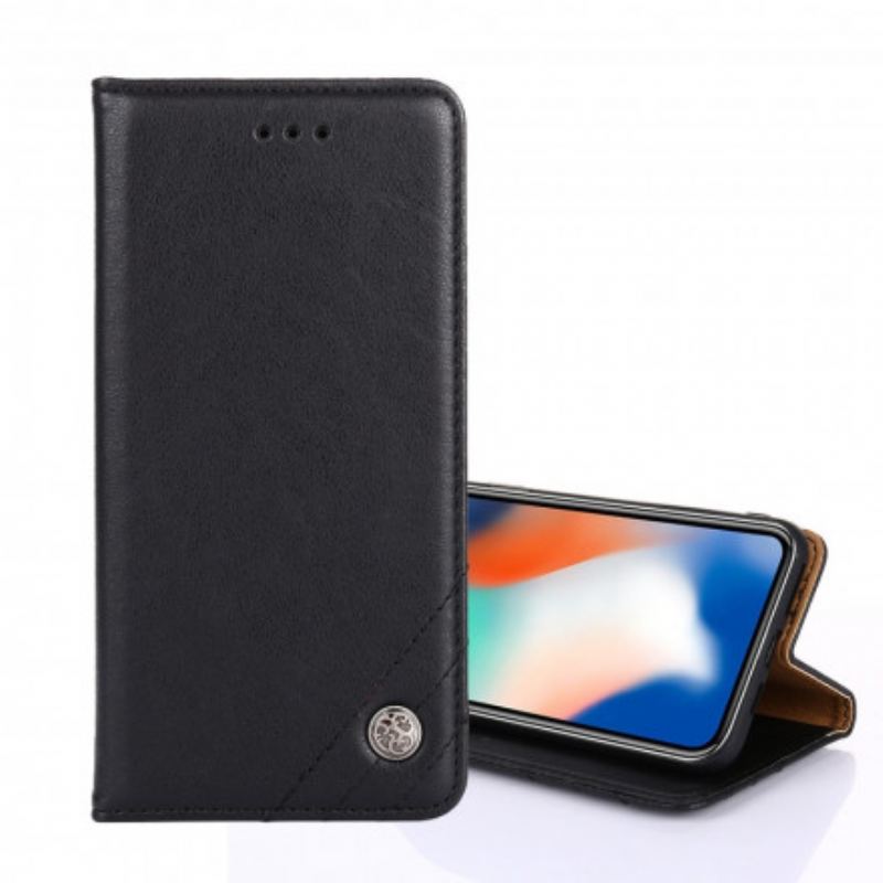 Capa De Celular Para Xiaomi Redmi Note 9 Pro 5G Flip Estilo De Couro Com Rebite