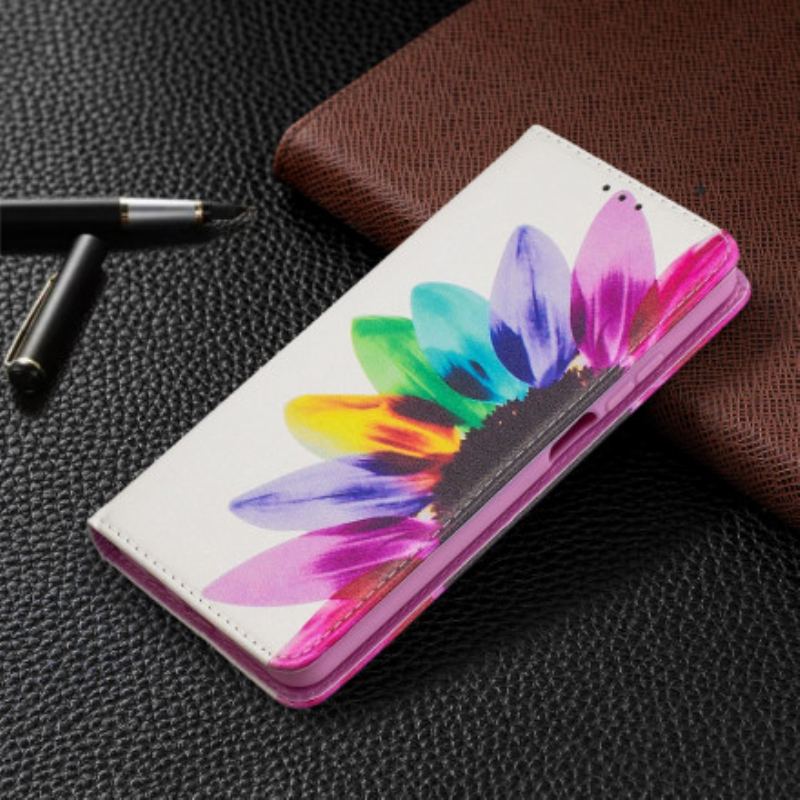 Capa De Celular Para Xiaomi Redmi Note 9 Pro 5G Flip Flor Aquarela