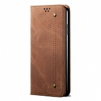 Capa De Celular Para Xiaomi Redmi Note 9 Pro 5G Flip Tecido Jeans