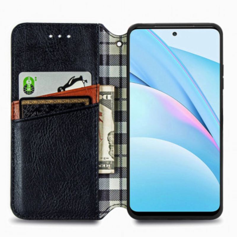 Capa De Celular Para Xiaomi Redmi Note 9 Pro 5G Flip Textura Diamante Efeito Couro