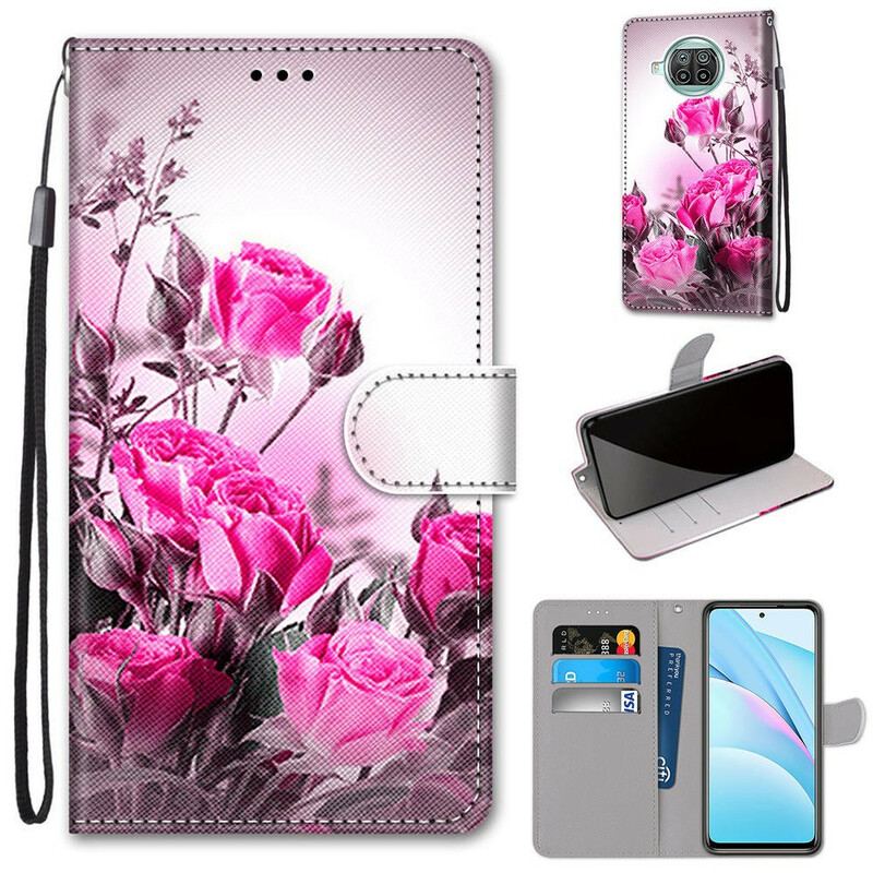 Capa De Couro Para Xiaomi Redmi Note 9 Pro 5G Apenas Flores