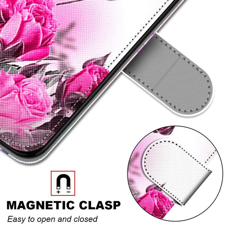 Capa De Couro Para Xiaomi Redmi Note 9 Pro 5G Apenas Flores