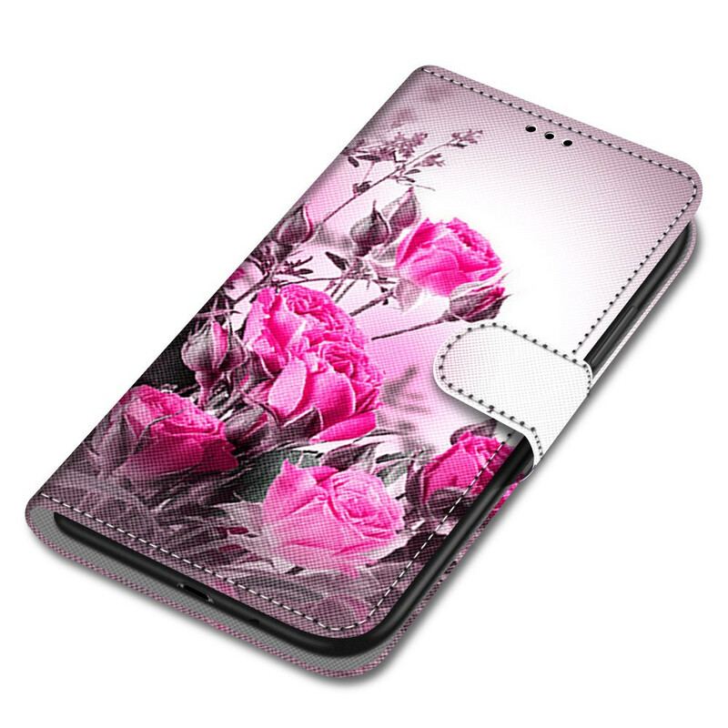 Capa De Couro Para Xiaomi Redmi Note 9 Pro 5G Apenas Flores