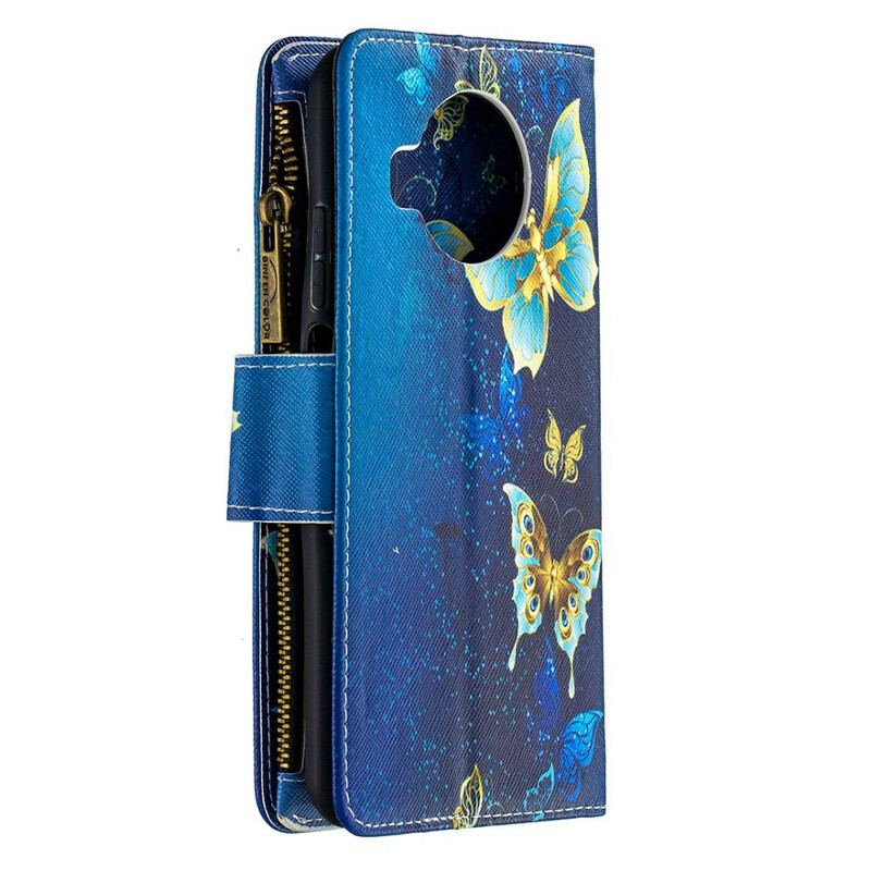 Capa De Couro Para Xiaomi Redmi Note 9 Pro 5G Borboletas Fechadas