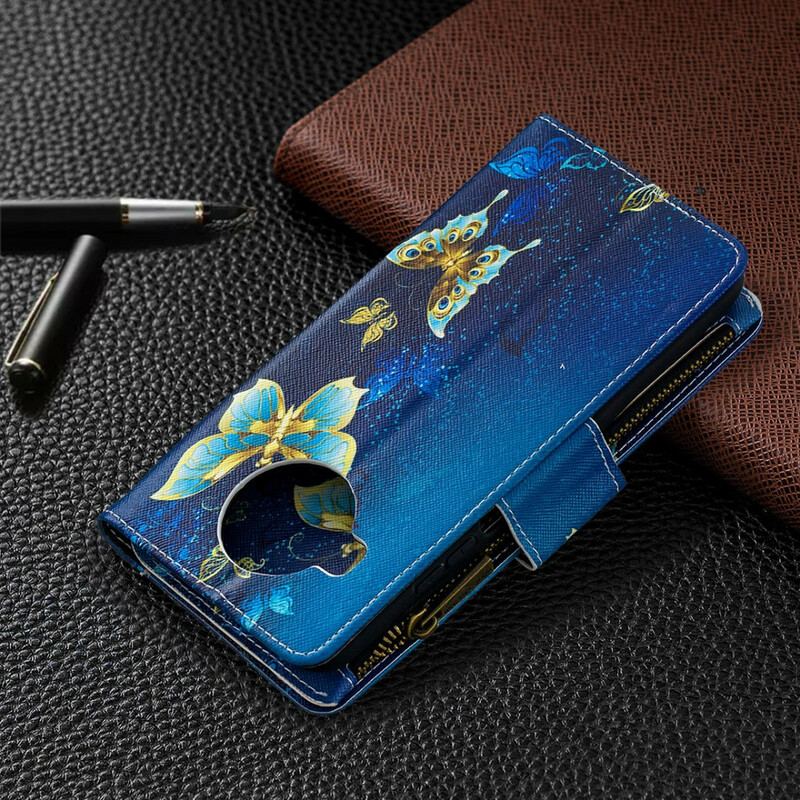 Capa De Couro Para Xiaomi Redmi Note 9 Pro 5G Borboletas Fechadas