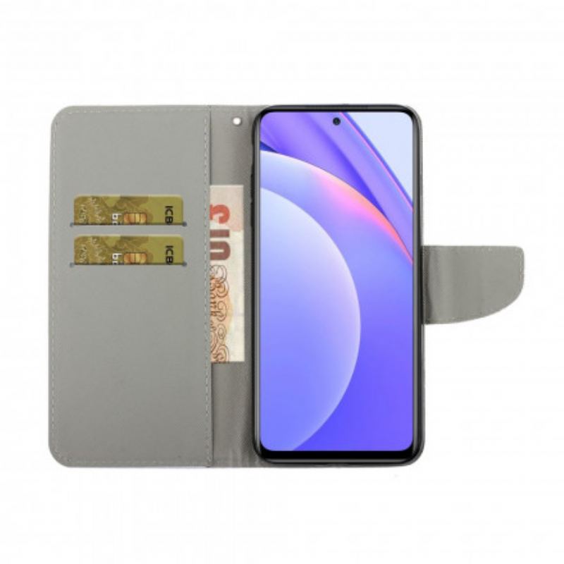 Capa De Couro Para Xiaomi Redmi Note 9 Pro 5G De Cordão Fio Dental Margaridas