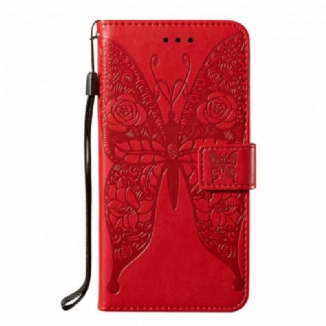 Capa De Couro Para Xiaomi Redmi Note 9 Pro 5G Desenho De Borboleta