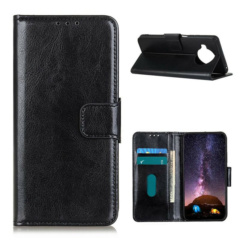 Capa De Couro Para Xiaomi Redmi Note 9 Pro 5G Efeito Couro Brilhante