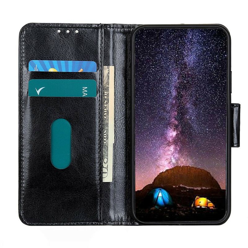 Capa De Couro Para Xiaomi Redmi Note 9 Pro 5G Efeito Couro Brilhante